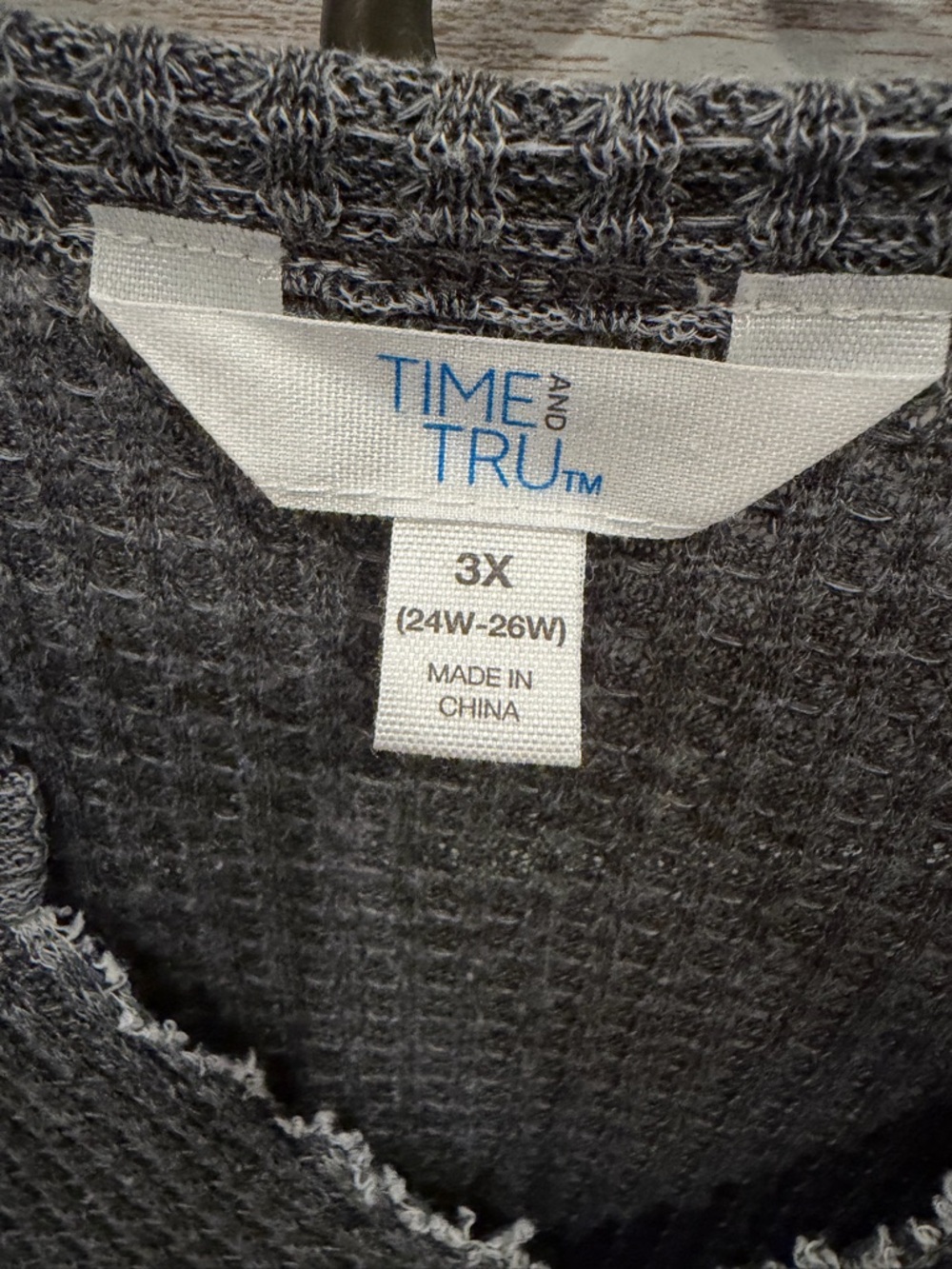 Women’s Charcoal Gray Waffle Knit Peplum Top 3xl - Picture 3 of 3